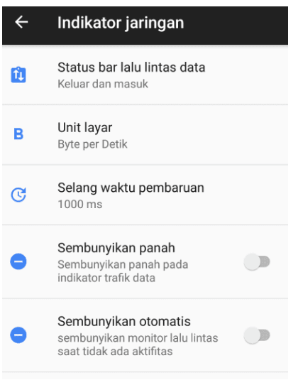 Setting indikator jaringan Android