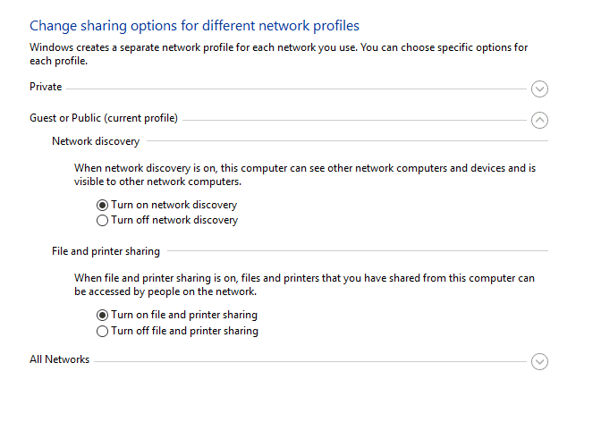 Setting Sharing Data LAN