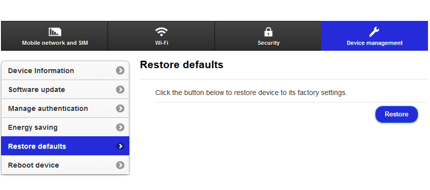 Opsi Reset Modem