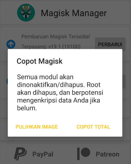 Copot Magisk HP