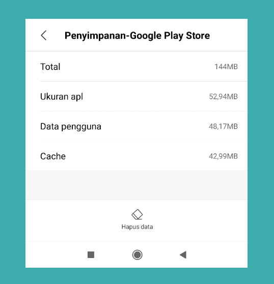 Menghapus Cache Playstore