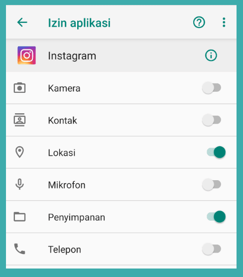 Setting Izin Aplikasi