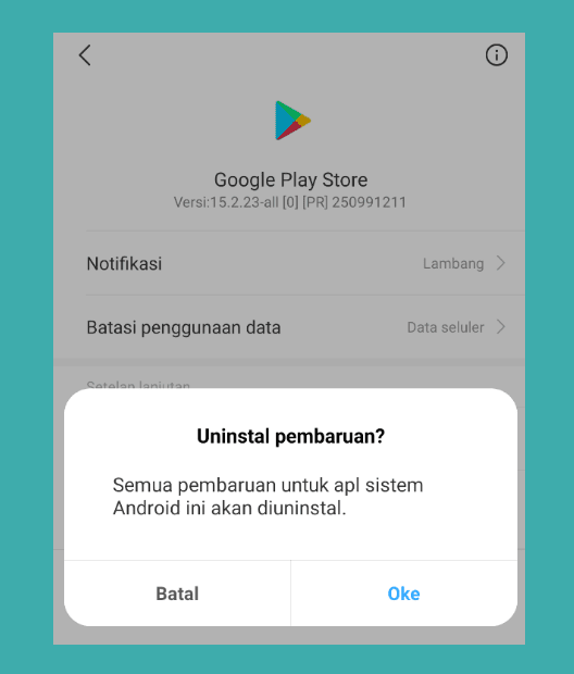 Uninstall Pembaruan Playstore