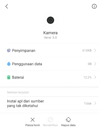 Hapus Data Aplikasi Kamera Android