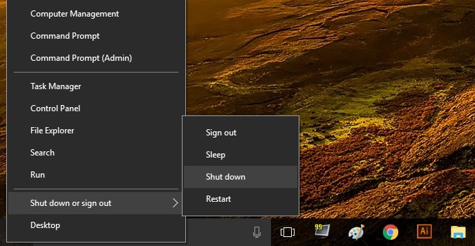 Tombol Shutdown Start Menu Komputer Windows