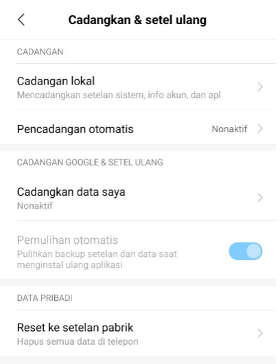 Reset Android Perbaiki Kamera Kebalik