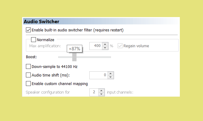 Audio Switcher Boost Suara MPCHC