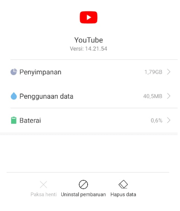 Hapus Data Youtube Untuk Diperbarui