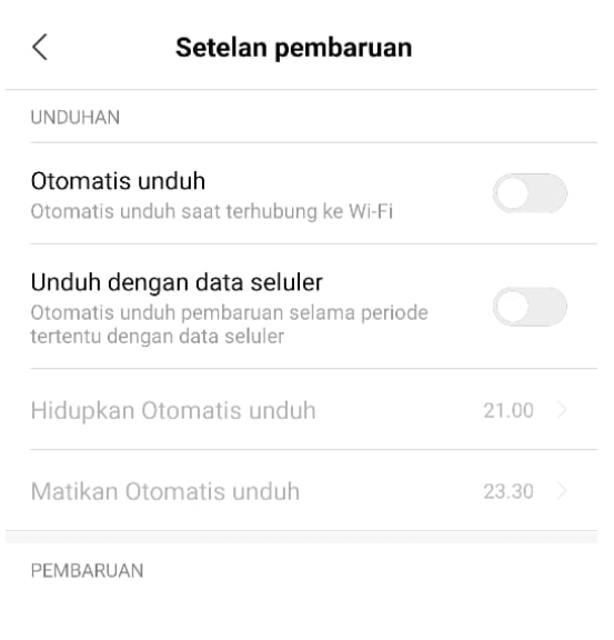 Setting Updater Xiaomi Agar Tidak Tersetting Otomatis