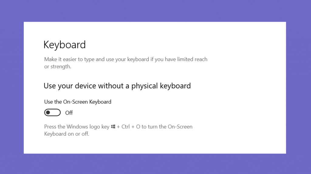 Settings On-Screen Keyboard