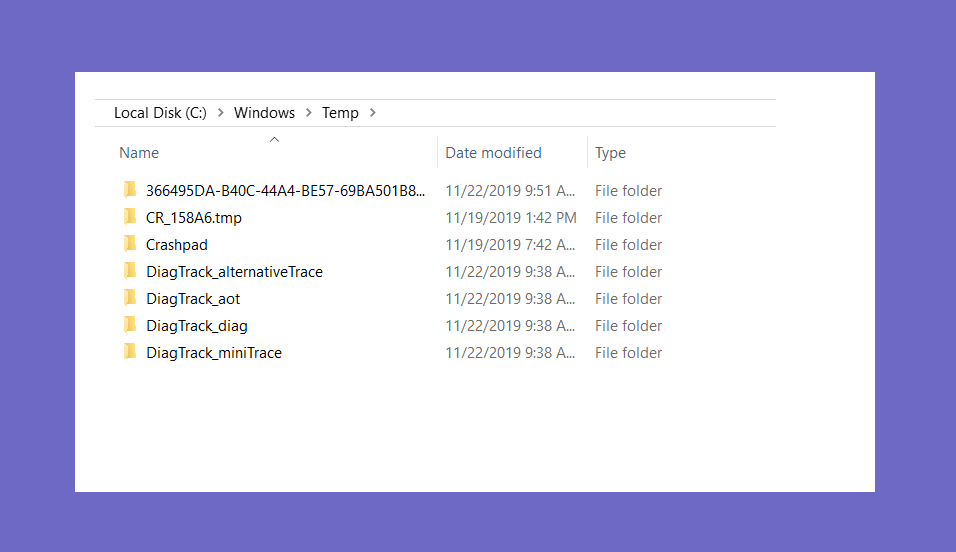 Folder Temp Windows Update
