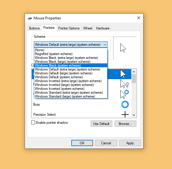 Cara Mengubah Tampilan Cursor Windows 10 Contoh Pengaturan Kursor - Cara Mengubah Tampilan Cursor Windows 10