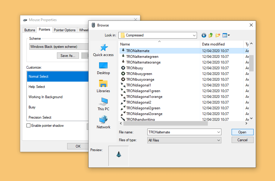 Open File Cursor - Cara Mengubah Tampilan Cursor Windows 10