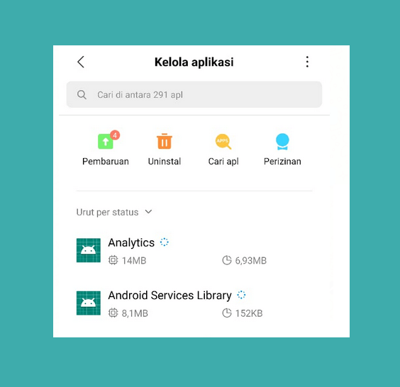 Menu Kelola Aplikasi Xiaomi