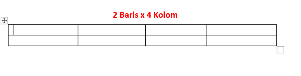 Contoh tabel 2 baris 4 kolom