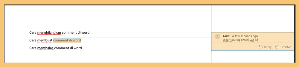 Balasan Komentar di Word