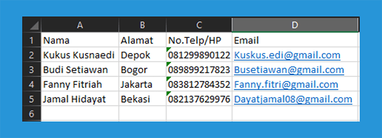 Contoh database email