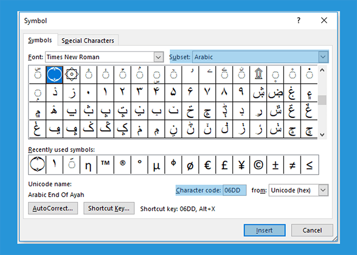 Contoh Simbol Arabic