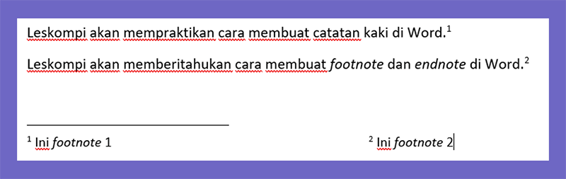 Mengatur catatan kaki