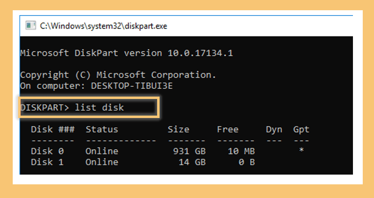 List disk di Command Prompt