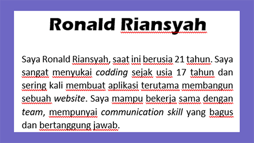Contoh Teks Pada CV