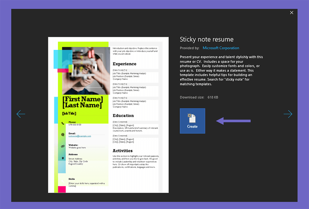 Menyimpan Template CV