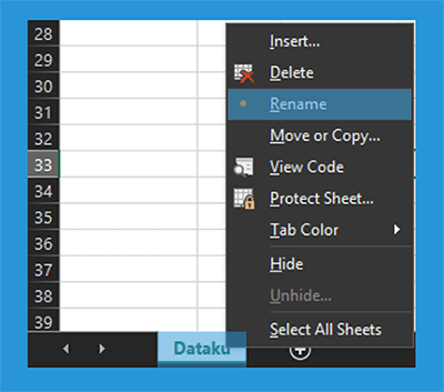 Rename Database di Excel