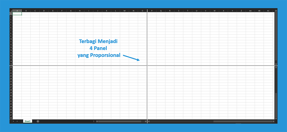 Membagi Lembar Kerja Excel 4 Bagian