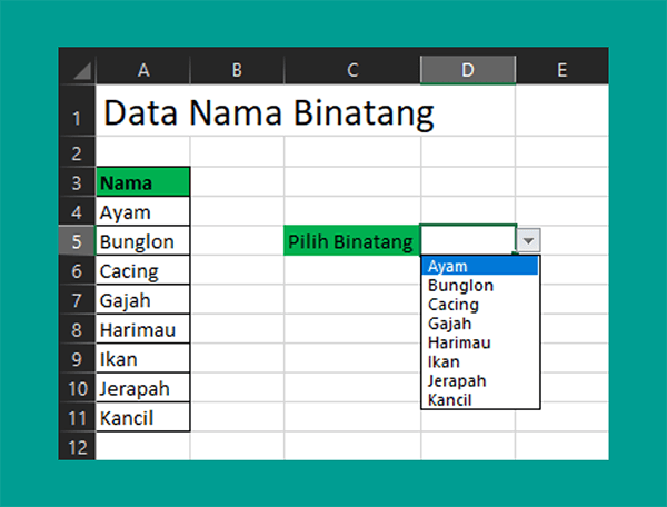 Contoh Hasil Dropdown Banyak Pilihan