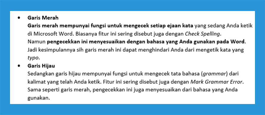 Contoh Hasil Garis Merah Hilang di Office