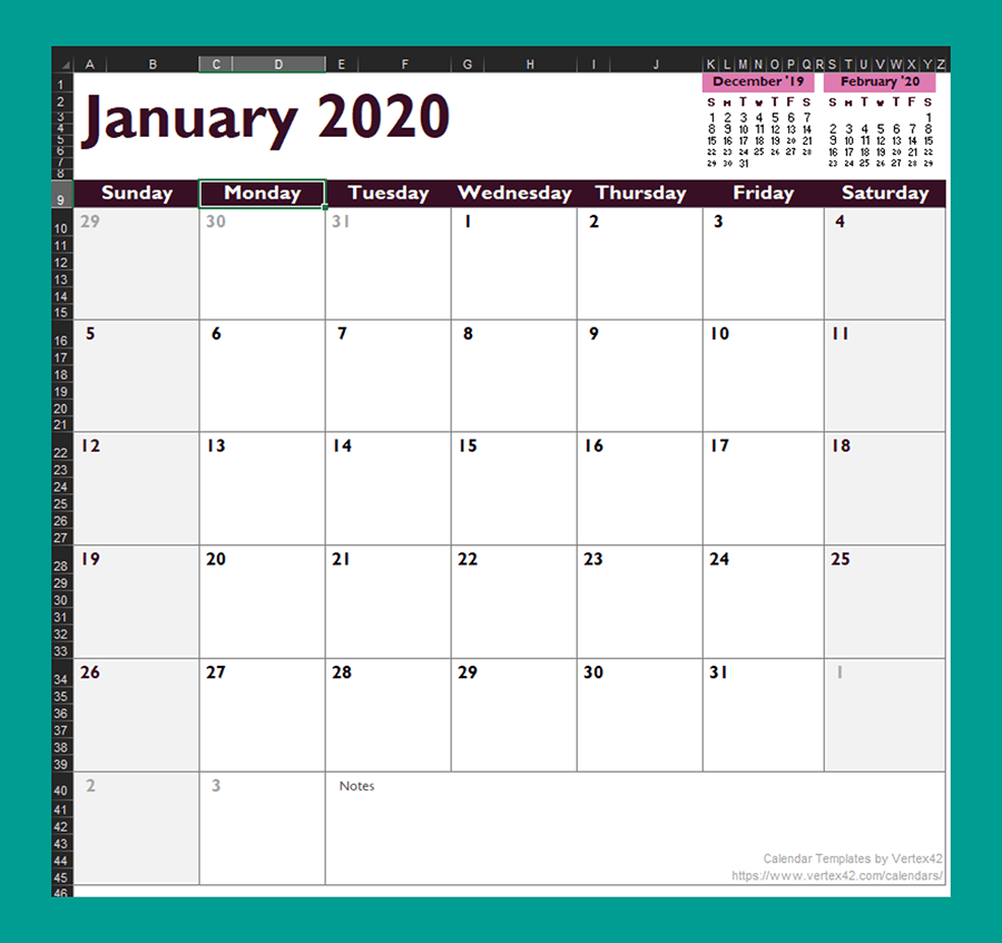Contoh Hasil Edit Template Kalender di Excel