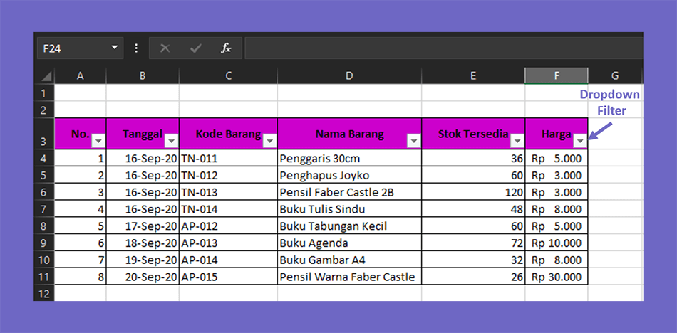 Dropdown Filter Excel