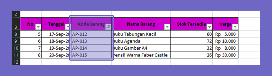 Pengaturan Filter Data Kondisi Tertentu