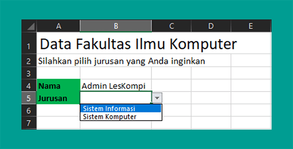 Hasil Menu Dropdown List