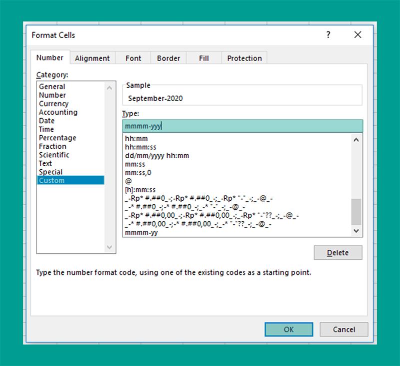 Menu Pengaturan Format Cells