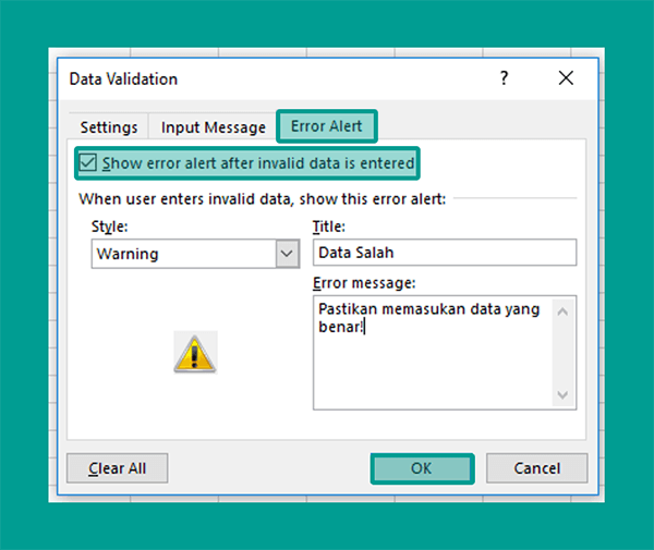 Mengatur Alert Pada Validasi Data Dropdown