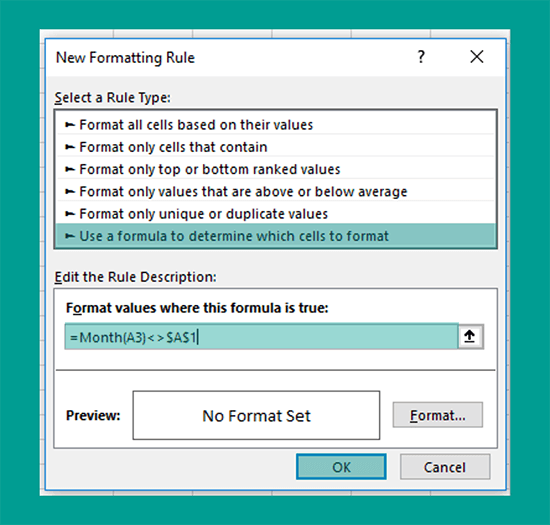 Setting Rule Format di Excel