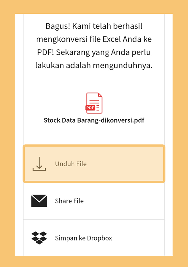 Ganti Format Excel ke PDF di SmallPDF