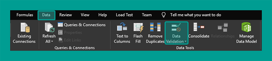 Data Validation Menu