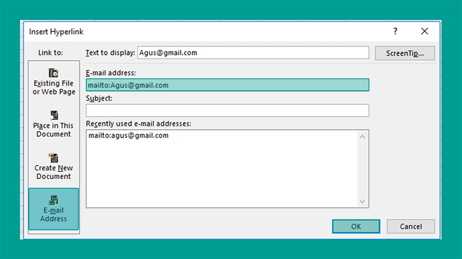 Setting Excel Kirim ke Email