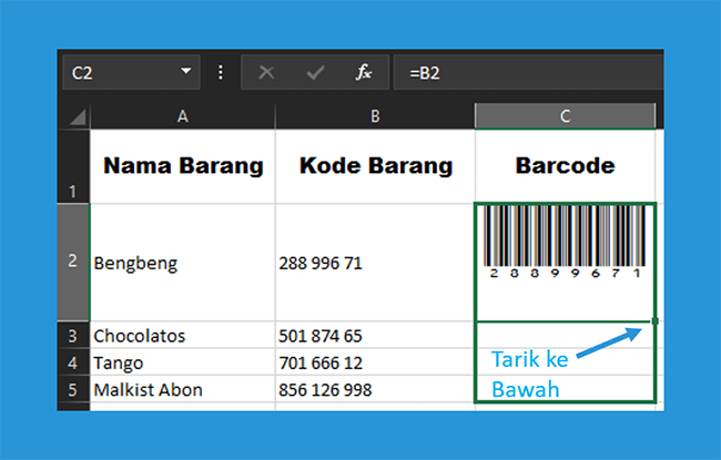 Atur Kode Rumus Barcode