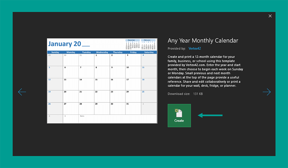 Contoh Template Monthly Calendar