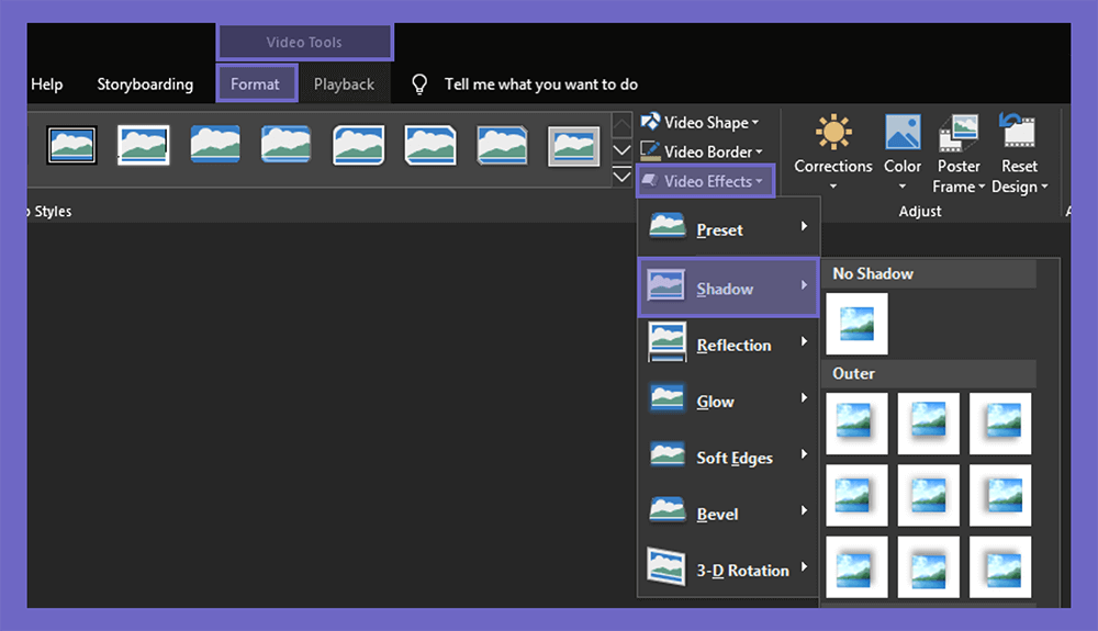 Atur Efek Shadows Power Point