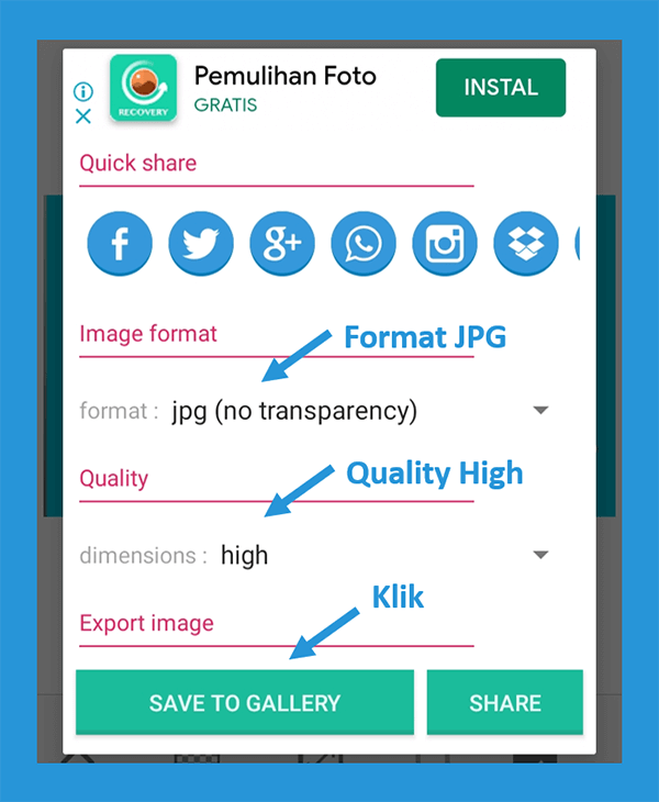 Menu Quality di Pixelab