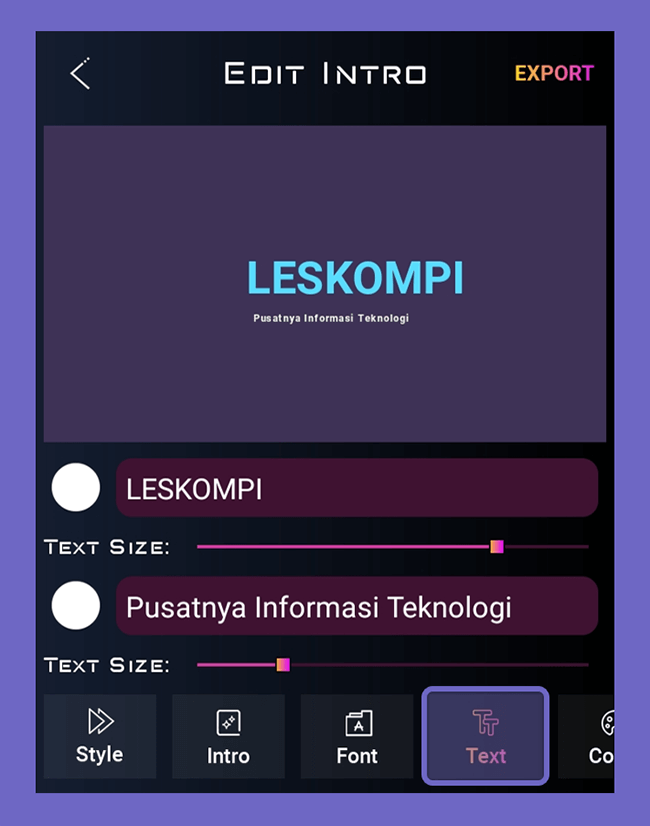 Atur Teks Size Video