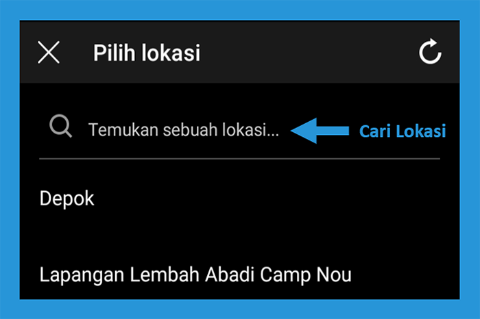 Cari Lokasi di IG