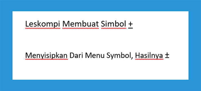 Contoh Hasil Simbol Kurang Lebih Secara Manual