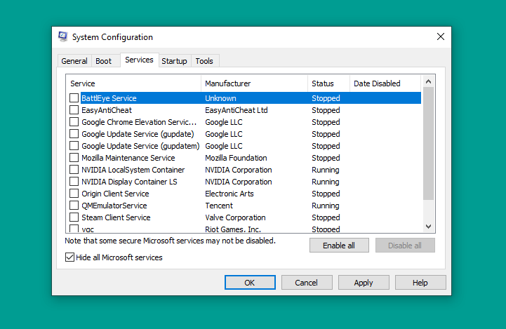 Disable Semua Service di MSConfig - Cara Mengatasi Windows Script Host Disabled