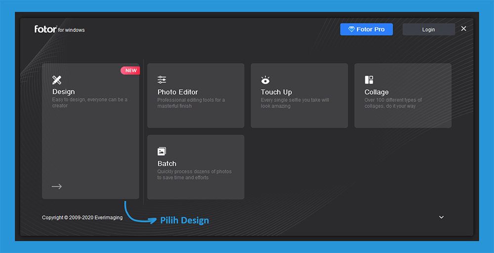 Menu Desain Aplikasi Fotor