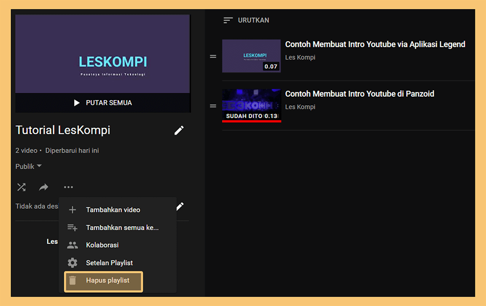Cara Hapus Playlist Youtube